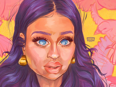 Purple beautiful digital painting drawing illustration model portrait pretty procreate woman