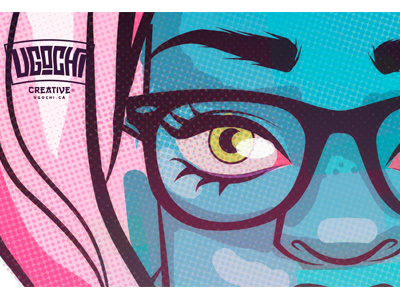 Selfie edgy girl girly glasses halftone illustration pastel pink portrait selfie