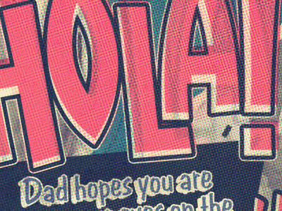 Hola 50s halftone orange poster retro vintage