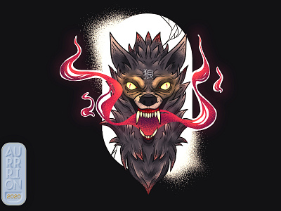 Okami angry animal animals colorful dark demoniac digital illustration gradient graphicdesign illustration pink spirit wolf