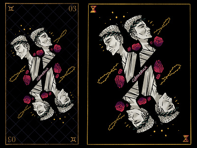 Gemini - Gémeaux card design digital illustration frame graphicdesign illustration print procreate tarot zodiac zodiac sign