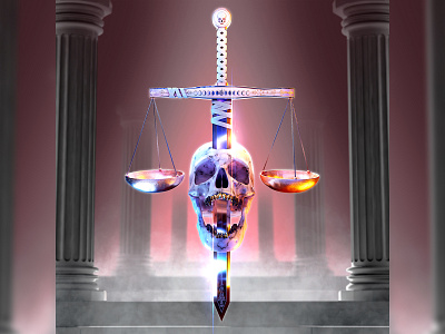 Tarot Card : XI - JUSTICE 3d art collaboration colorful design digital digital illustration graphicdesign illustration justice nft nftart skull tarot tarot card