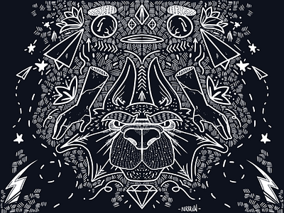 Wolf abstract animal blackandwhite cool design digital drawing element foliage freestyle graphic nature painting shiny symmetry wolf