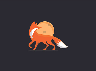 The Moon Fox Logo black design designs elegant flat flat design fox fox logo graphic design graphicdesign logo logo design logos night orange