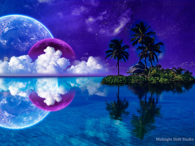 Tropical Celestial art celestial digital painting manipulation plants space tropical vacation