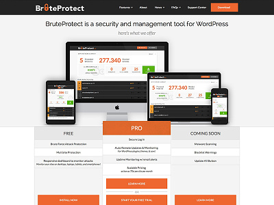 BruteProtect Website 2014 app botnet dashboard management protection remote updates responsive software ui uptime monitoring wordpress