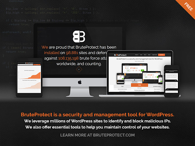 BruteProtect Website 2014 Preview bruteprotect color dark layout devices responsive ui website
