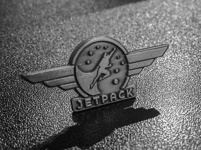 Jetpack Antique Silver Pins die struck enamel engraved jetpack metal pin plugin silver space swag wordpress