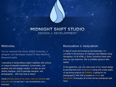 Midnight Shift Studio: Celestial design development front end html5 interface web wordpress