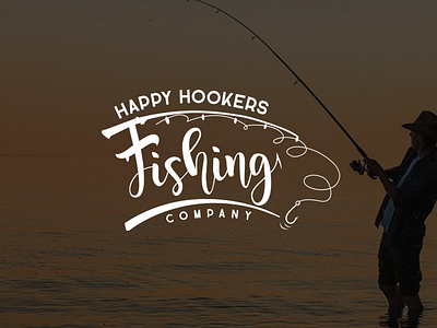 fishing design flat illustration logo typography vector