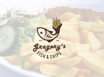 Gregory's fish & chips design flat illustration logo typography vector