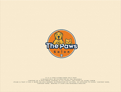 The Paws Salon design flat illustration logo vector