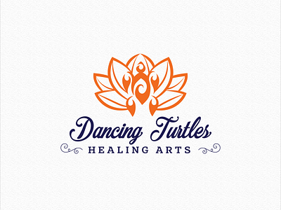 DANCING TURTLES HEALING ARTS design flat logo minimal vector