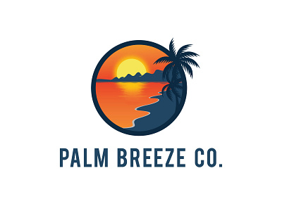 Palm Breeze Company design flat illustration logo minimal typography vector