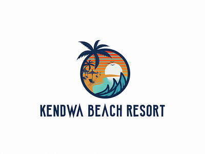 KENDWA BEACH RESORT design flat illustration logo vector