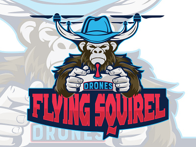 DRONES FLYING SQVIREL design illustration logo vector