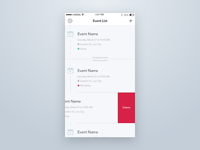 Event Planner App - Style Concept #1 calendar concept home invite main timeline ui