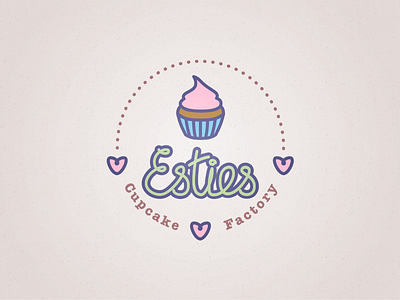 Estie's Cupcake Factory bakery cupcake factory girly heart logo
