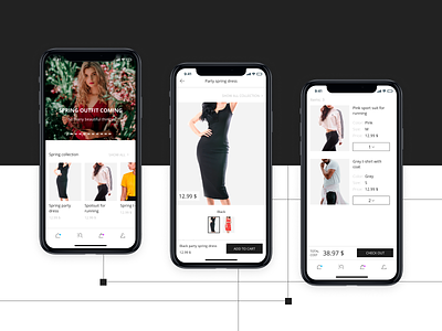 ClothApp app apple black branding cart catalog clothes design human icons illustration logo mobile app onboarding photo search shadow shop ui ux
