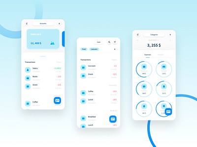 ExpenseManager App animation app button cards categories design dollar expenses fab filter food icons light logo money search time typogaphy ui ux