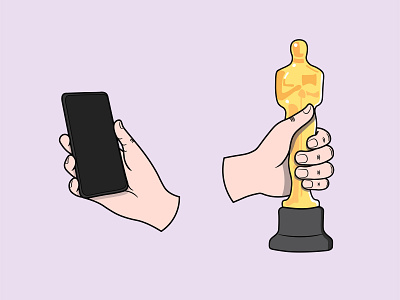 Hands part two hands illustration phone trophy