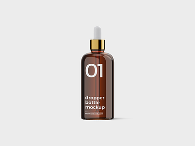 Free Amber Dropper Bottle Mockup