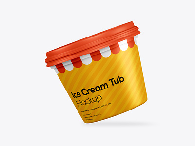 Ice Cream Tub Mockup on Yellow Images Creative Store