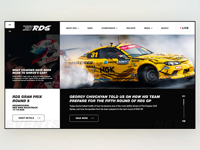 The Russian Drift Series website motorsport race sport ui design website