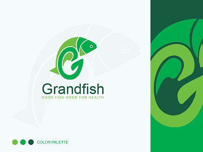 Grandfish Logo branding design fish logo grandfish logo illustration logo logo design vector