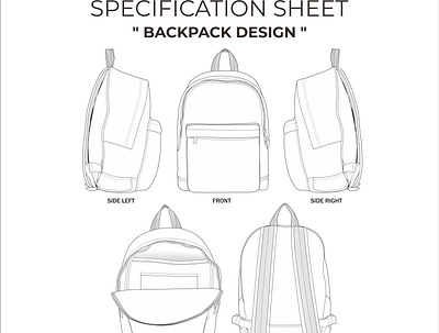 BASIC Custom Bag Design with SPECIFICATION SHEET backpack bag custom design fashion handbag illustration manufacture slingbag speification sheet vector waistbag