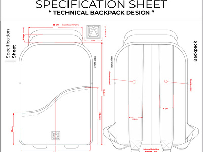 TECHNICAL Backpack Design With Specification Sheet