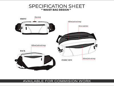 Casual Waist Bag Design Include Specification Sheet