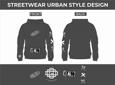 Urban Streetwear Style Design black and white branding clothes design fashion fashion design hoodie hoodie mockup hoodie template illustration logo streetwear streetwear design streetwear mock up symbol template uniform urban urban streetwear vector