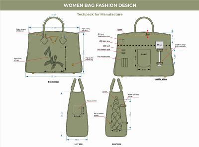 Fashion Women Bag Design for Manufacture apparel backpack bag clothes design designs fashion fashion backpack handbag illustration manufacture slingbag streetwear techpack uniform vector waist bag