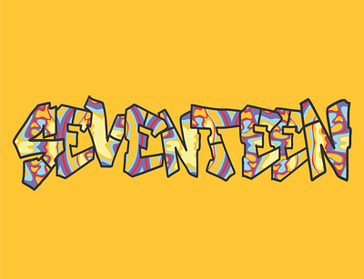 Typography with Colorfull Pattern "SEVENTEEN" Gravity Design 3d animation branding clothes design fashion graphic design gravity gravity design illustration lettering logo manufacture motion graphics streetwear typography typography design ui vector