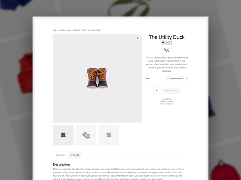 Product Page minimalist woocommerce wordpress theme ecommerce product