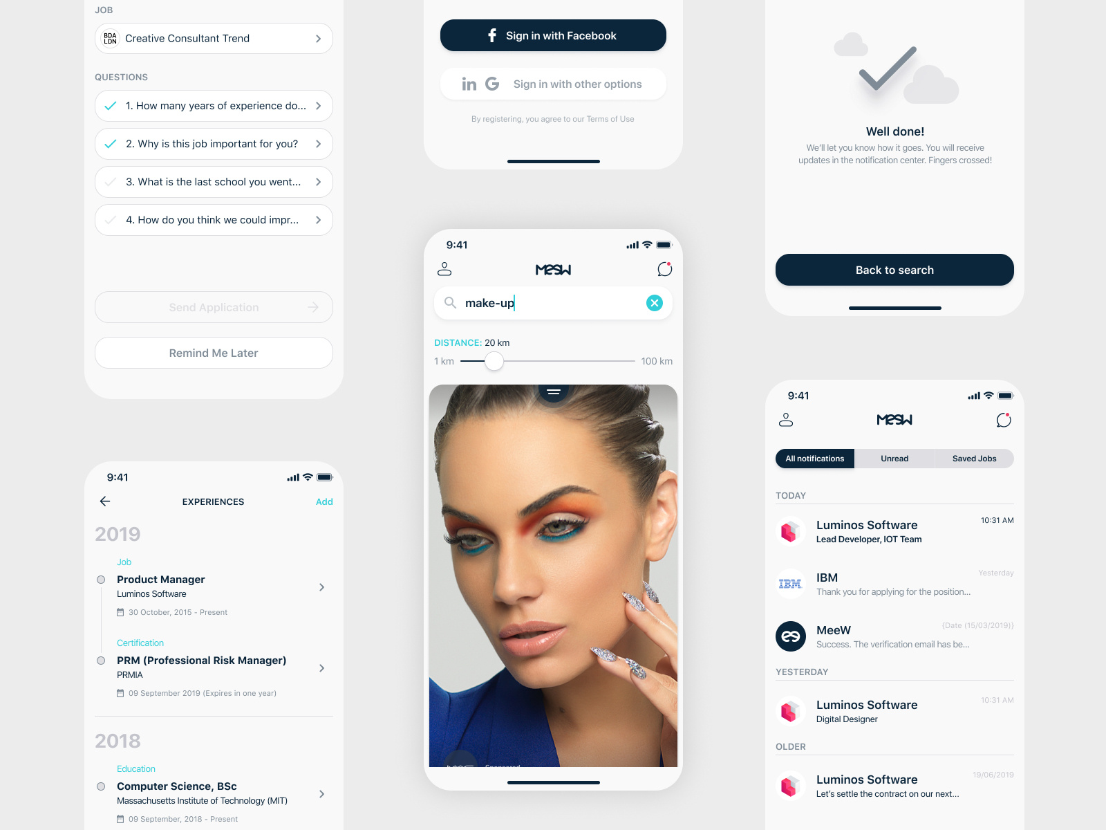 Swipe for a job Mobile App by Dorin Persa on Dribbble