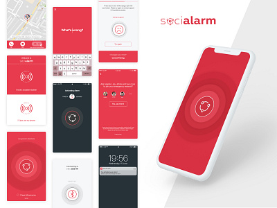 Socialarm - Mobile App & Landing page alarm ui mobile app design ui design