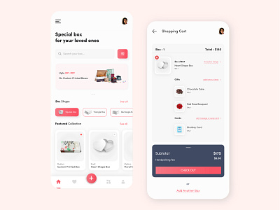 Custom Gift-box App 2020 2020 trend android app application clean design giftbox interface ios minimal package popular power bank recharge ui uidesign uiux ux uxdesign