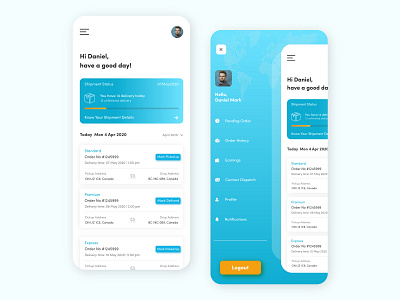 Courier App 2020 2020 trend android app application clean courier delivery design interface ios minimal package popular ui uidesign uiux ux uxdesign