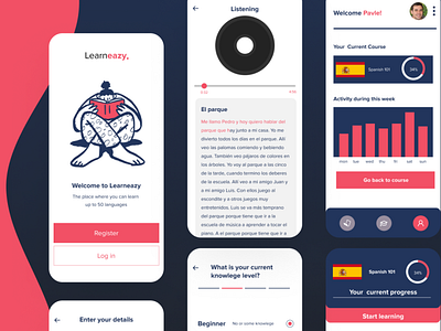 Language Learning app app design illustration typography ui ux