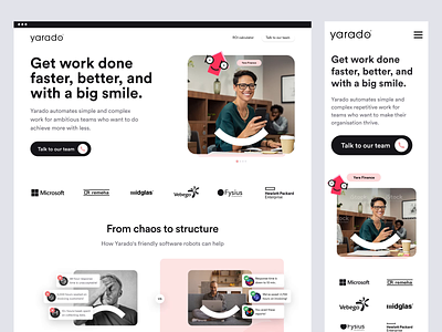 Yarado - Website redesign automation branding clean ui homepage illustration interface ui ux
