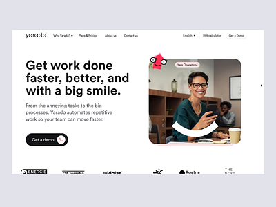 Yarado - Homepage automation branding clean ui homepage illustration interface interfacedesign typography ui ux