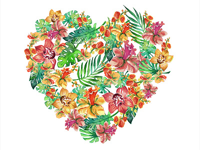 Watercolor flower heart
