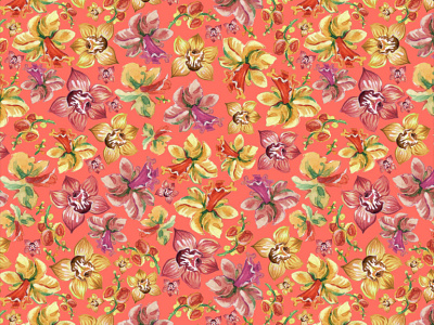 Tropical floral seamless pattern