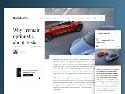 The New York Times article concept article clean grid layout newspaper redesign tesla thenewyorktimes webdesign