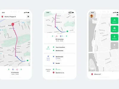 Fuzee multimodal transportation app app clean czech design fuzee ios iphone 10 prague public transit public transportation sharing economy transportation ui web