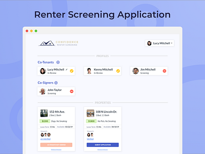 Renter Screening Application app app design portal property management property manager rental renter ui uiux ux web app