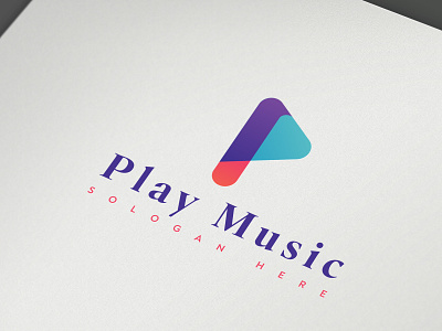 Play Music logo abstract blue light blue modern music apps music shop pink play