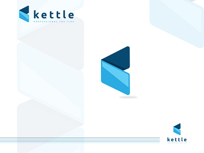 kettle app blue branding clean corporate design elegant letter logo modern